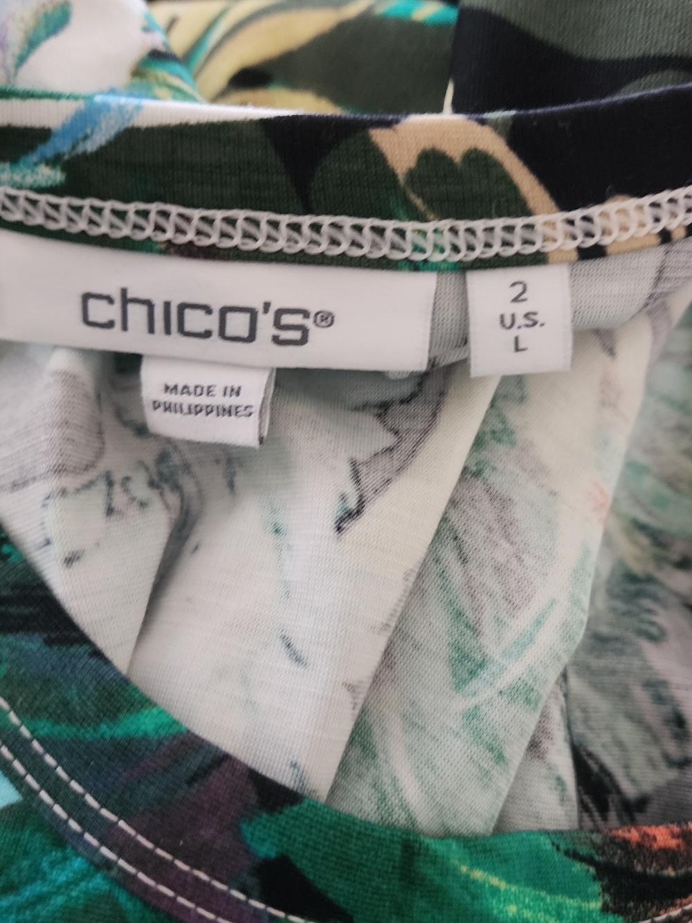 Chico's Black Maxi Skirt with Green Tropical Leaf Print Sz 2 (L) - Picture 5 of 6